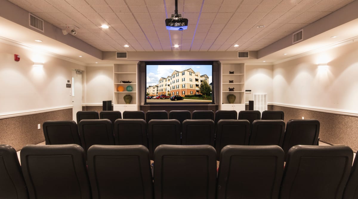 Movie room at The Greens at Sunchase and private balconies in Farmville, Virginia