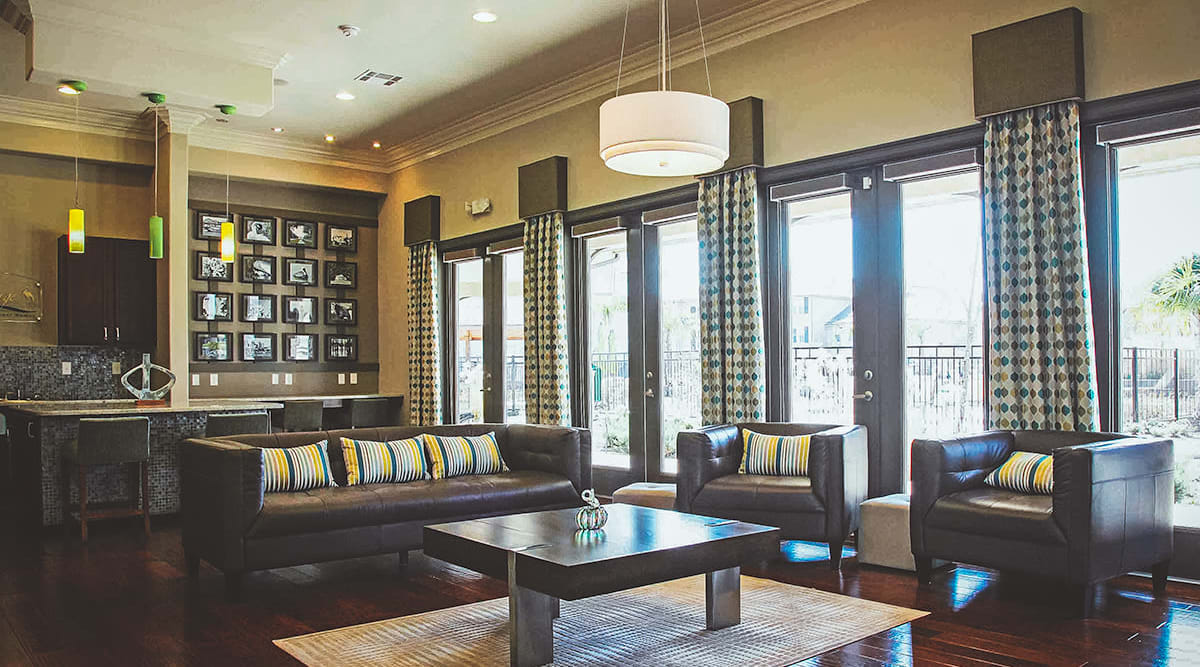 Modern resident clubhouse at Le Rivage Luxury Apartments in Bossier City, Louisiana