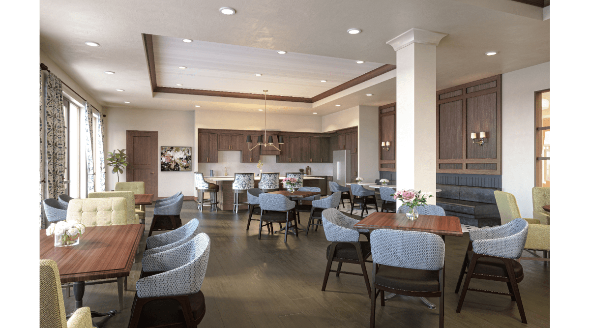 Great room at Applewood Pointe of Edina at Grandview in Edina, Minnesota