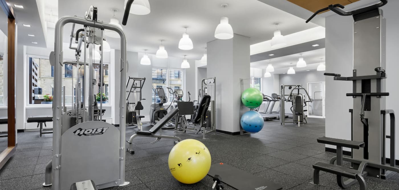 Full fitness center at The Melar in New York, New York