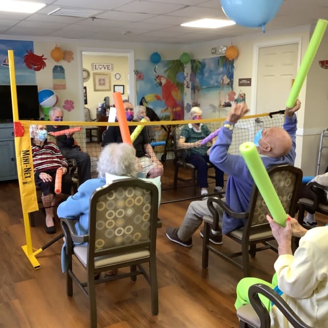 residents taking a fitness class
