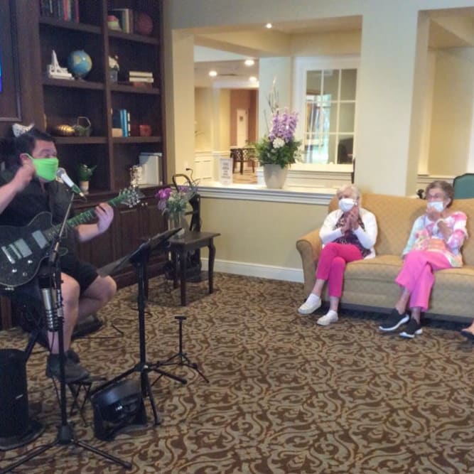 residents enjoying some live music