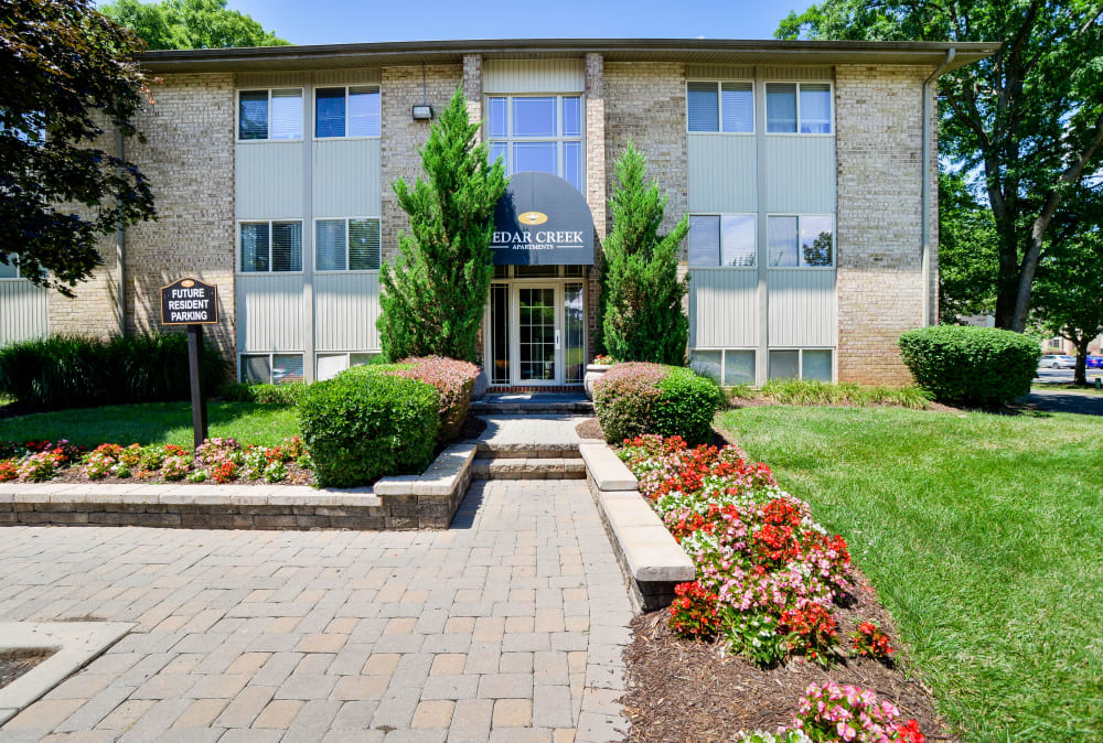Exterior building at Cedar Creek Apartment Homes in Glen Burnie, Maryland.