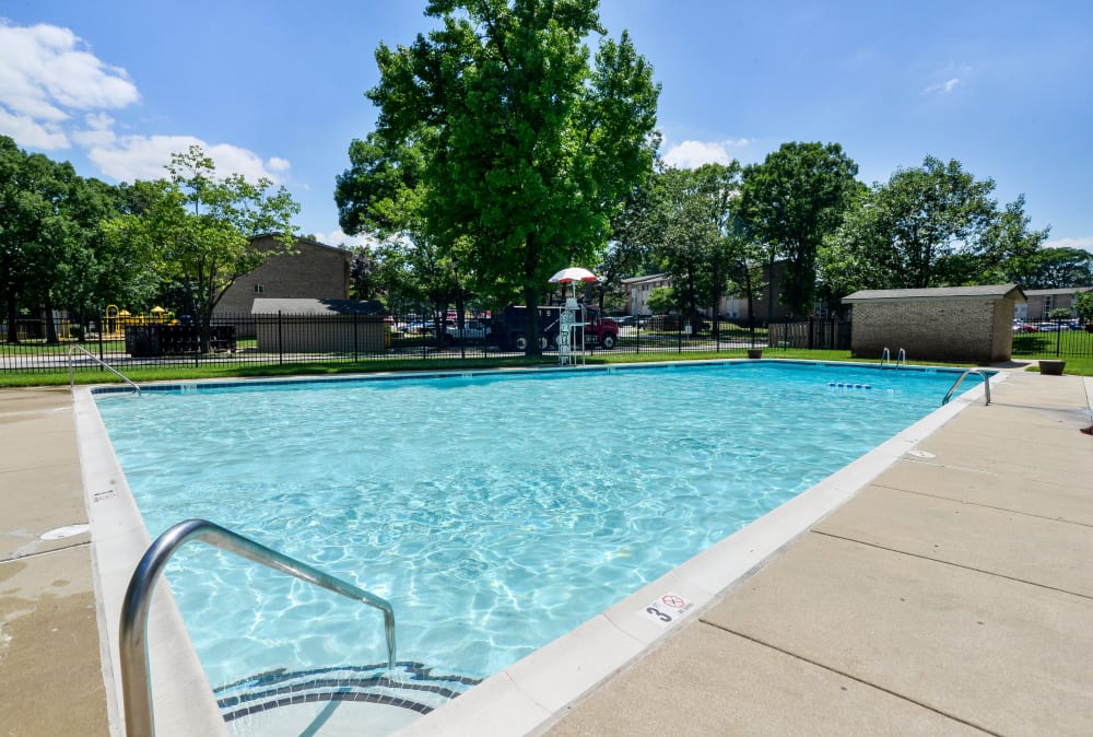 Swimming pool at Cedar Creek Apartment Homes in Glen Burnie, Maryland.