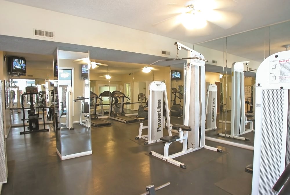 Fitness center at Stonesthrow Apartment Homes in Greenville, South Carolina