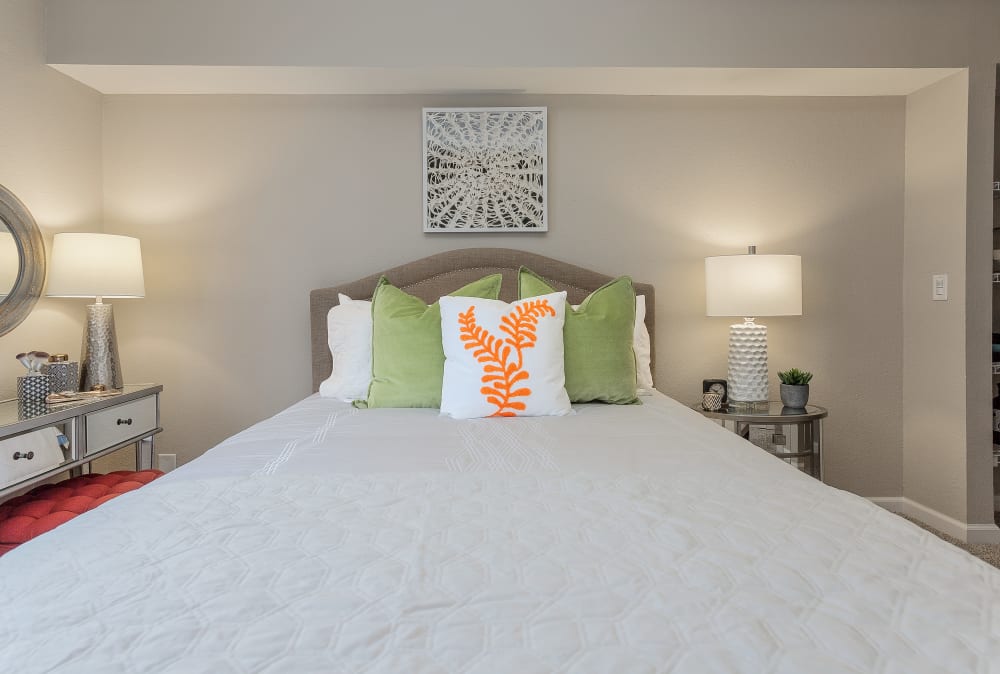 Beautiful model bedroom at Jackson Grove Apartment Homes in Hermitage, Tennessee