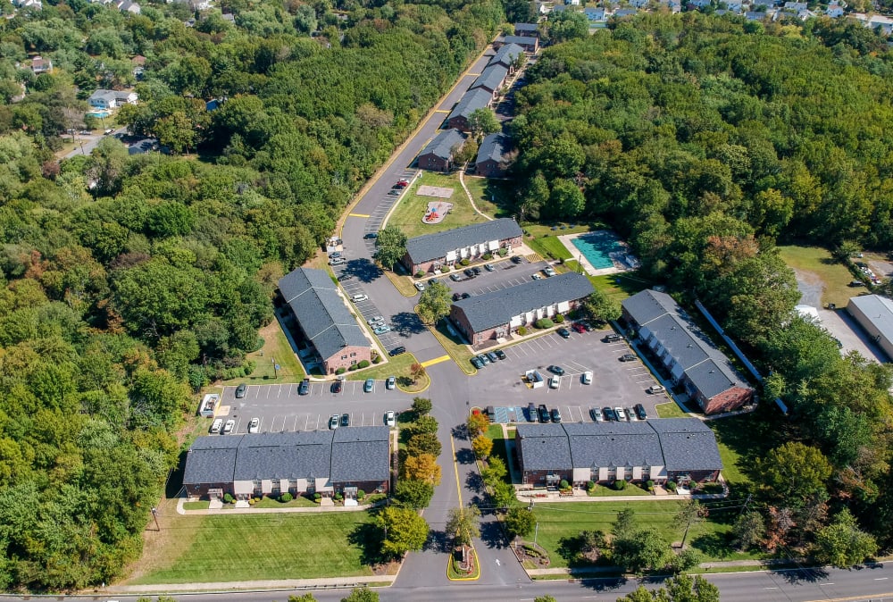 Aerial view of Nieuw Amsterdam Apartment Homes in Marlton, New Jersey