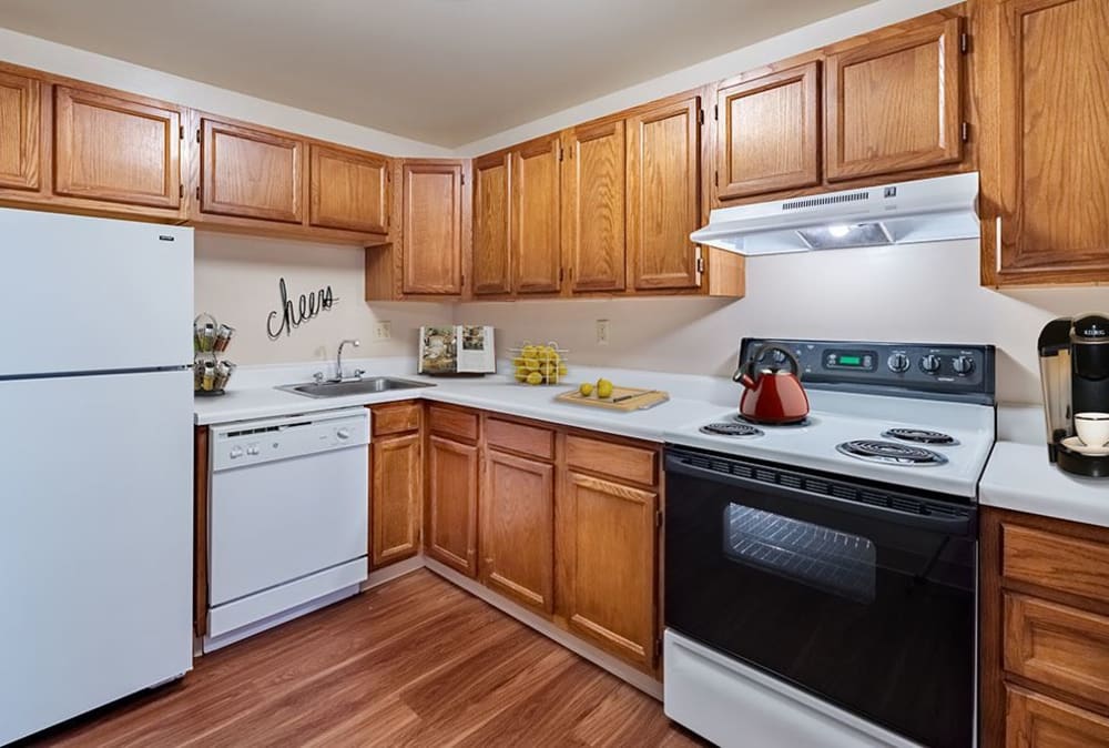 Upgraded kitchen at Maiden Bridge & Canongate Apartments in Pittsburgh, Pennsylvania