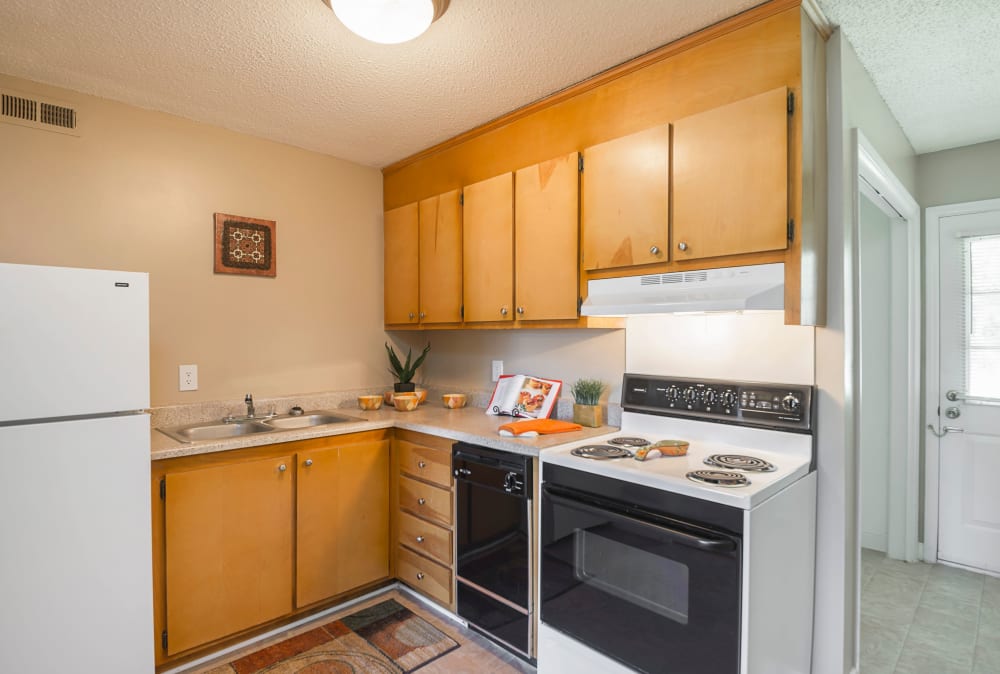Fully-equipped kitchen at Lakewood Apartment Homes in Salisbury, North Carolina