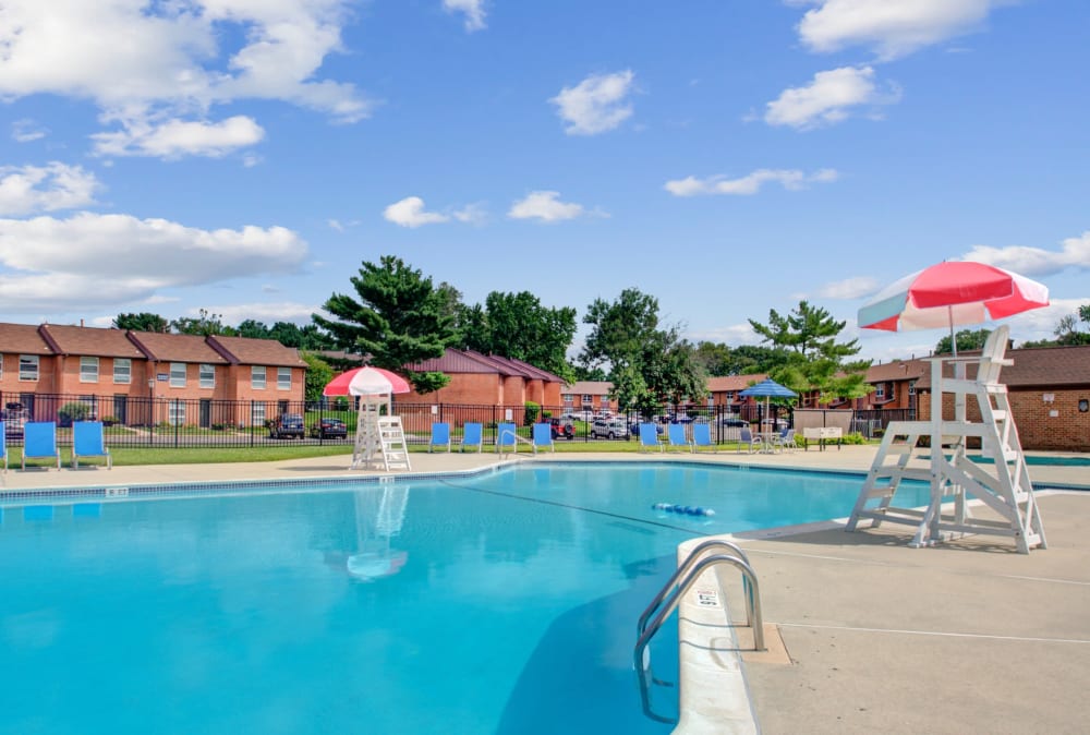 Swimming pool at Sherwood Village Apartment & Townhomes in Eastampton, New Jersey