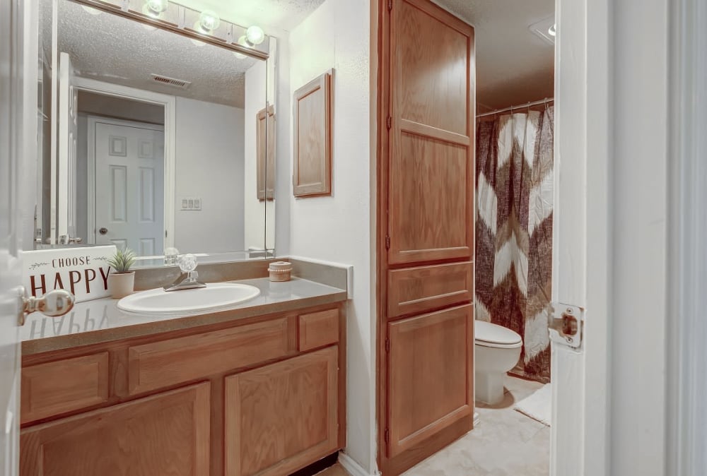 bathroom with ample storage