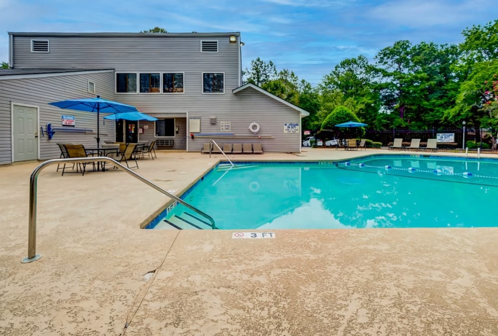 Sparkling swimming pool at Forestbrook Apartments & Townhomes in West Columbia, South Carolina