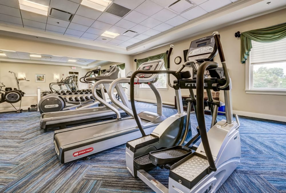 Well-equipped fitness center with cardio equipment at Marquis Place in Murrysville, Pennsylvania