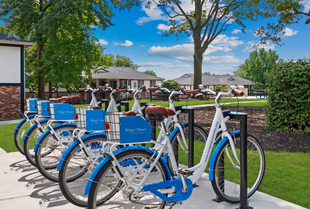Community bicycles for our residents to use located at King's Manor Apartments in Harrisburg, Pennsylvania