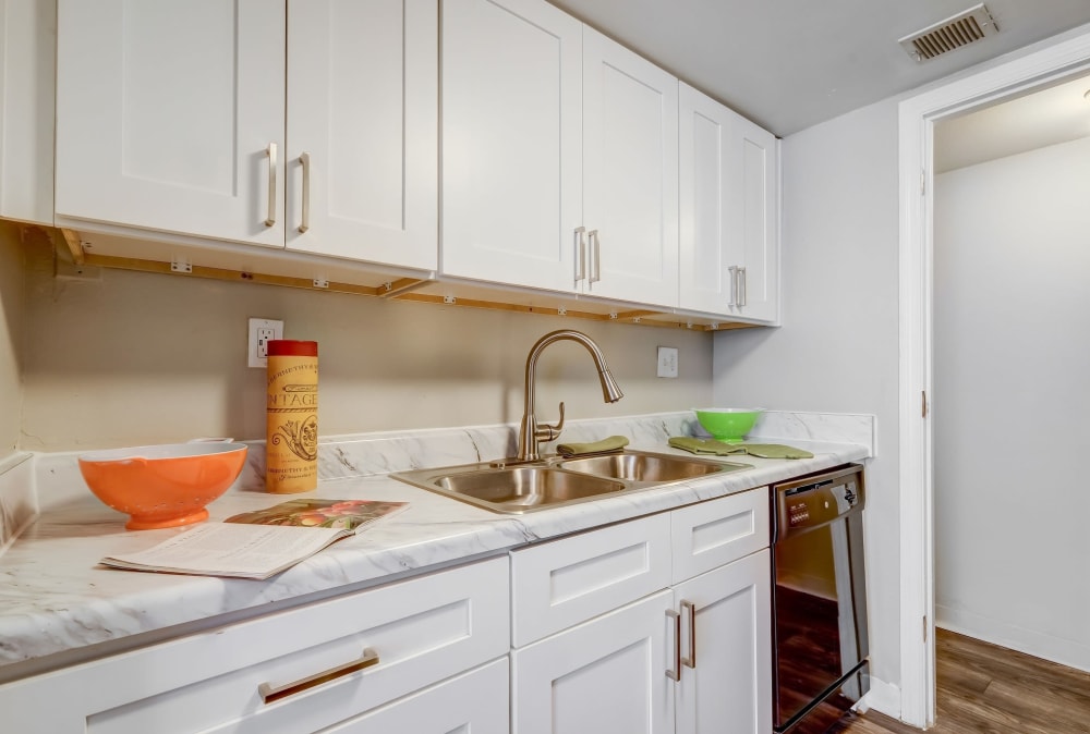 Modern kitchen at Grove at Stonebrook Apartments & Townhomes in Norcross, Georgia