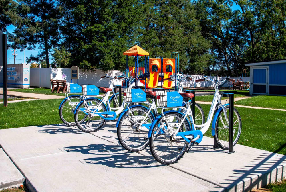 Bike share station at Camp Hill Plaza Apartment Homes in Camp Hill, Pennsylvania