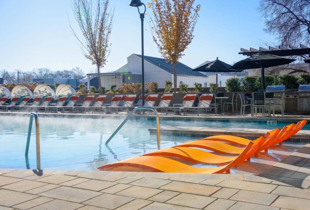 Pool loungers at Marq Music Row in Nashville, Tennessee