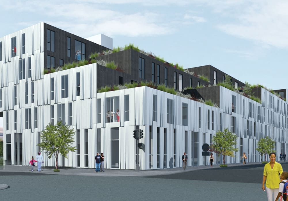 Exterior rendering of Baltimore Station in Detroit, Michigan