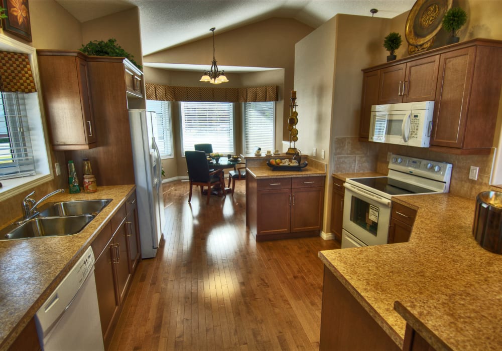 A kitchen in an apartment at Touchmark at Wedgewood in Edmonton, Alberta