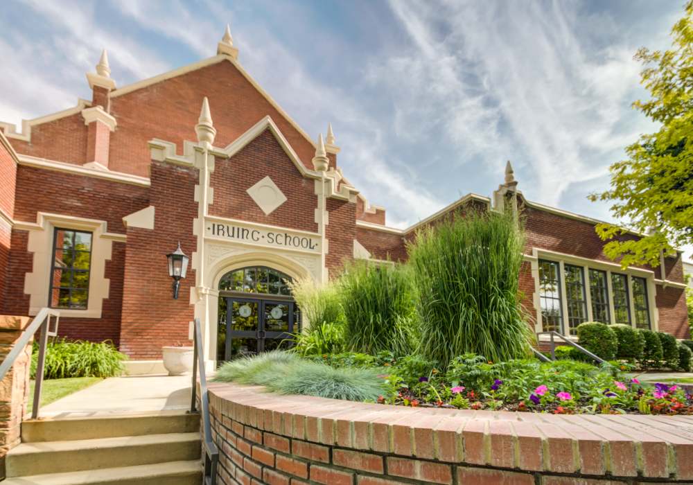 Property exterior at Irving Schoolhouse Apartments in Salt Lake City, Utah
