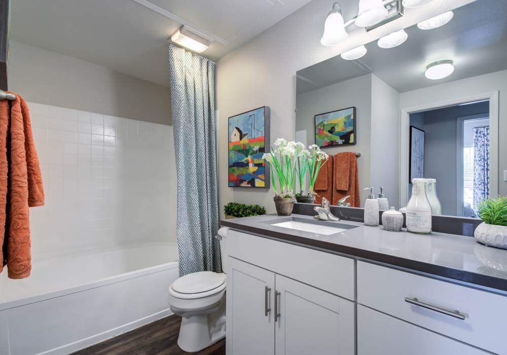 Bathroom with toilet at Irving Schoolhouse Apartments in Salt Lake City, Utah