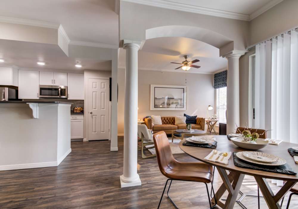 Dining space at Irving Schoolhouse Apartments in Salt Lake City, Utah