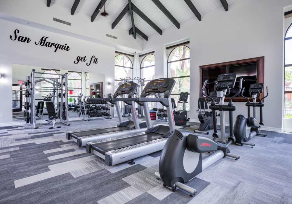 Well-equipped gym at San Marquis in Tempe, Arizona