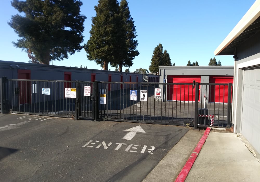 Gated entryway to exterior units at BuxBear Storage Santa Rosa in Santa Rosa, California