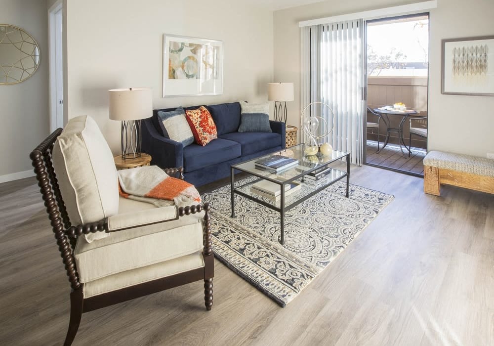 Apartment living room at Cassia Apartments in Santa Maria, California