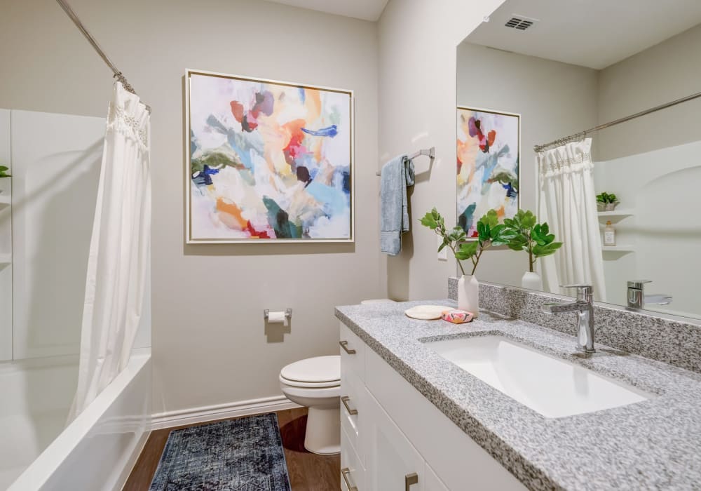 Spacious and well decorated bathroom in model home at Antigua at Lakewood Ranch in Lakewood Ranch, Florida