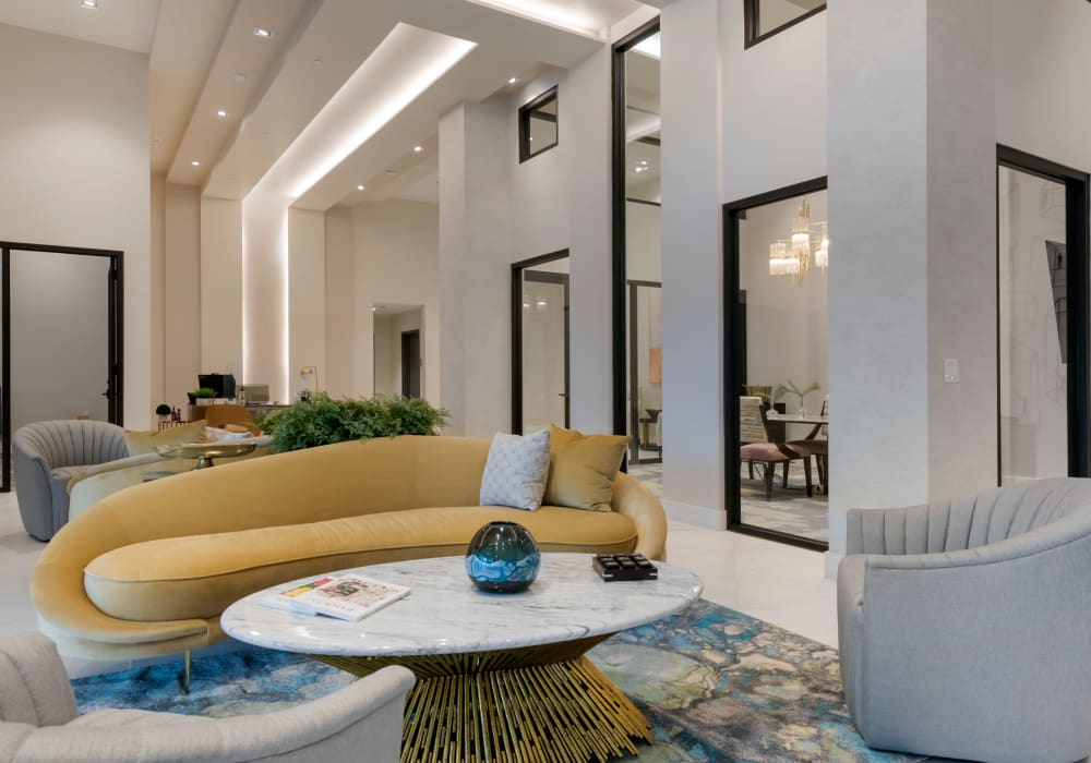 Comfortable resident clubhouse at Motif in Fort Lauderdale, Florida
