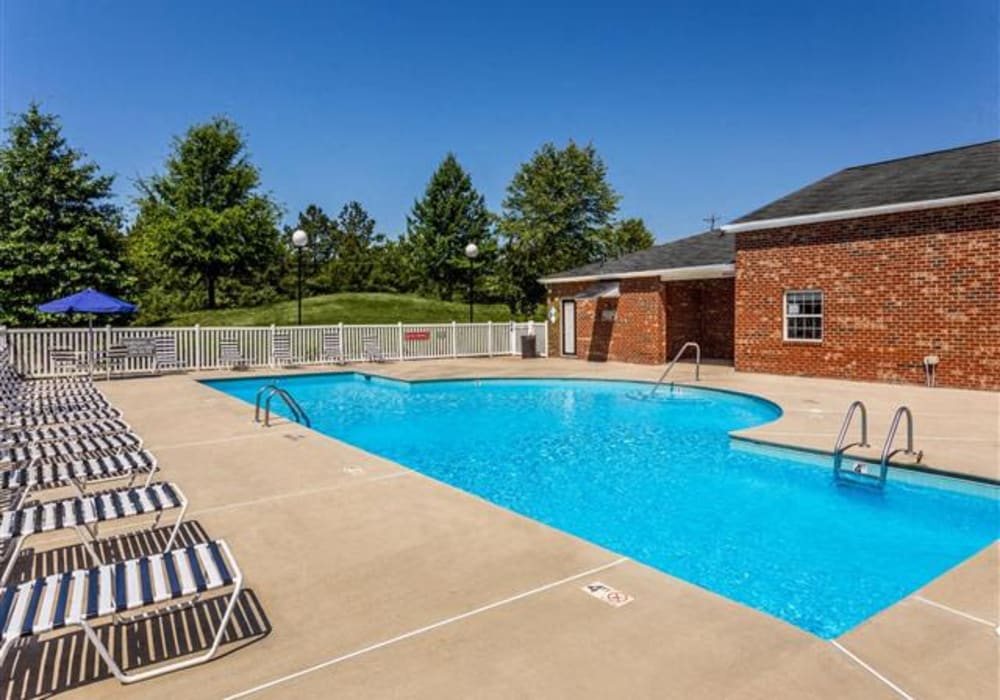 Swimming pool area at Featherstone Village in Durham, North Carolina