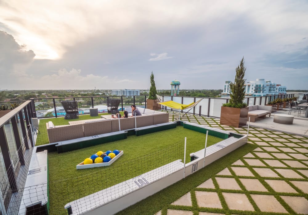 Rooftop lawn games at Motif in Fort Lauderdale, Florida