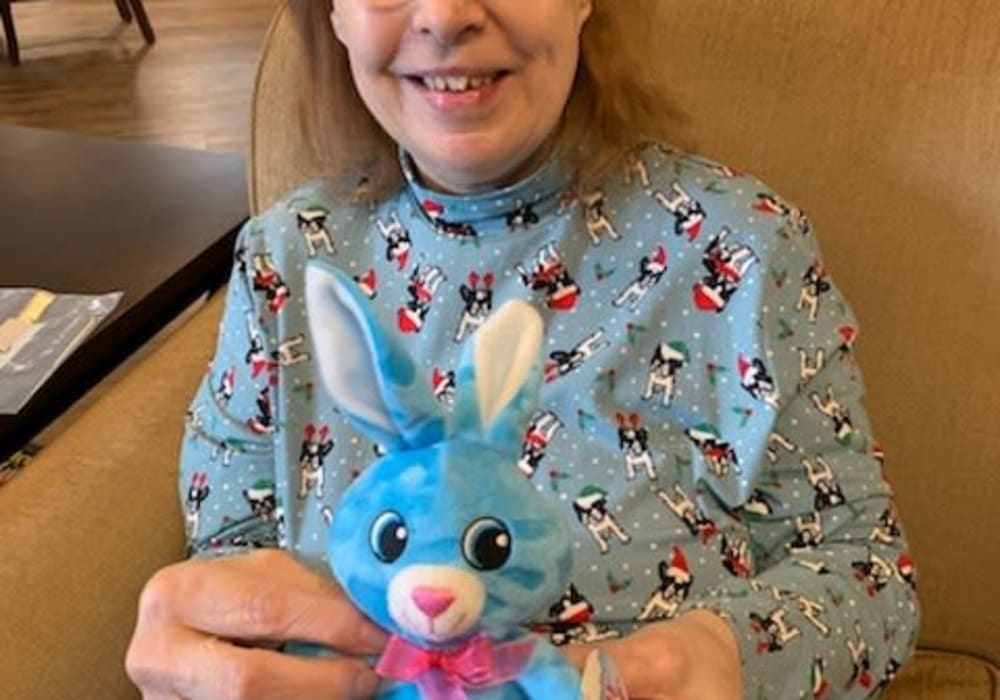 Resident celebrating Easter at Villas At Maple Ridge in Spooner, Wisconsin