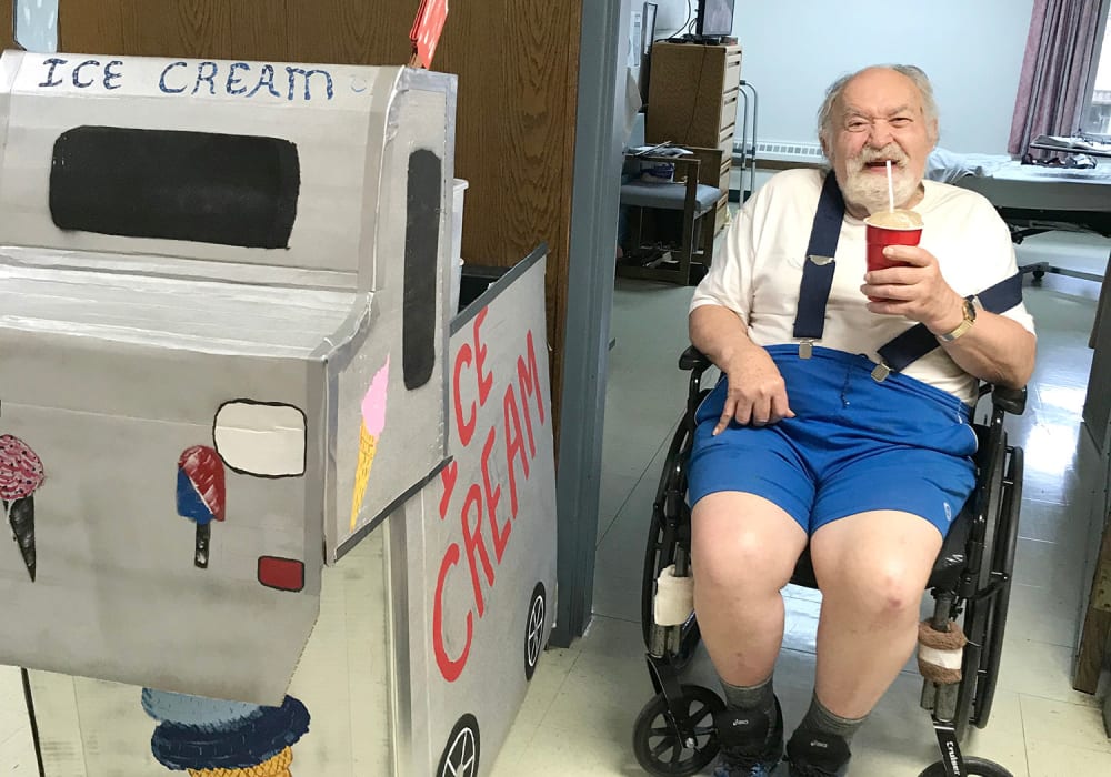 Resident Getting an ice cream shake at Ingleside Communities in Mount Horeb, Wisconsin