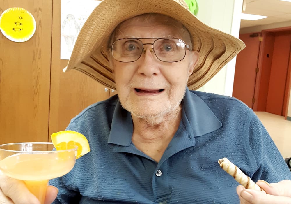 Resident with a pirouette and a lemonade at Ingleside Communities in Mount Horeb, Wisconsin