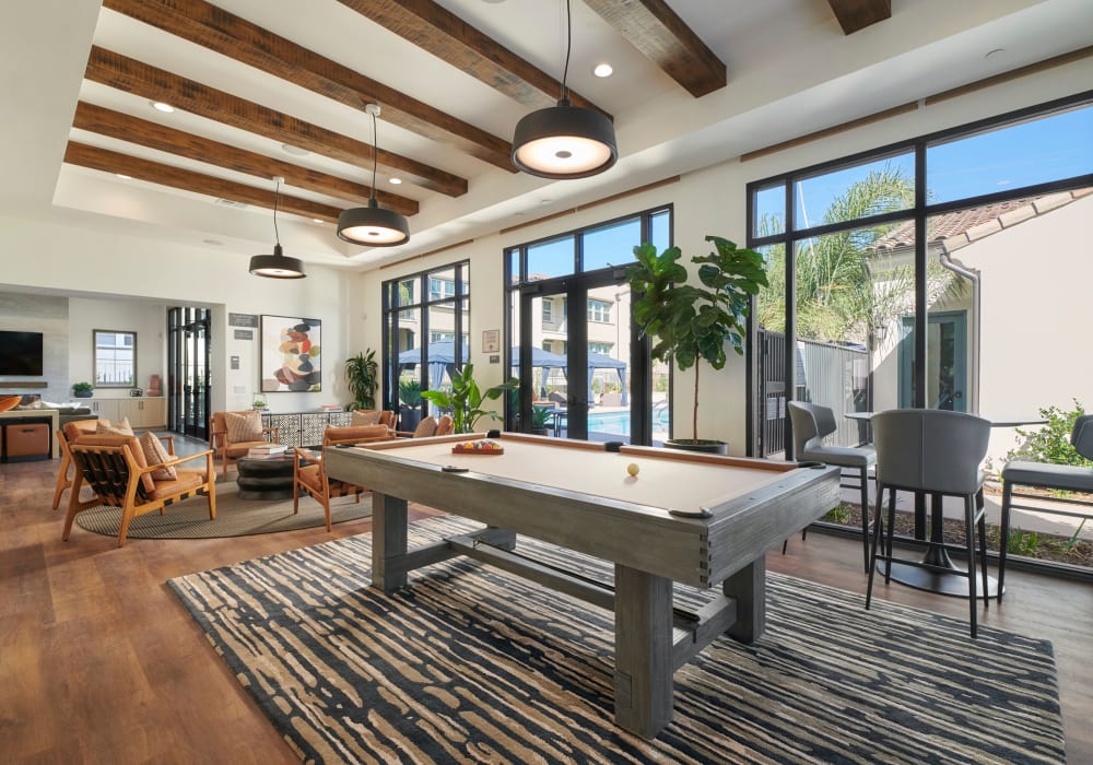 Game room at The Trails at Canyon Crest apartment homes in Riverside, California
