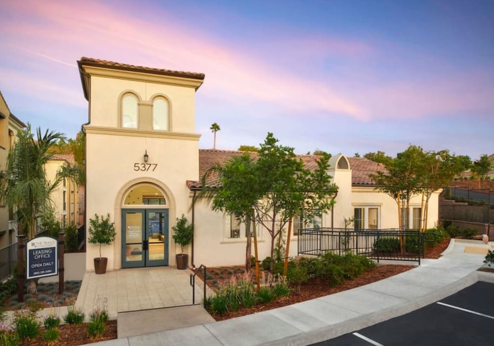 Exterior of complex atThe Trails at Canyon Crest apartment homes in Riverside, California