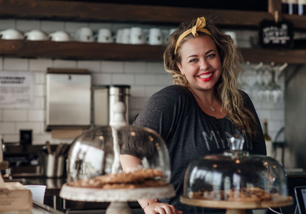 Woman working at a cafe near Motif in Fort Lauderdale, Florida