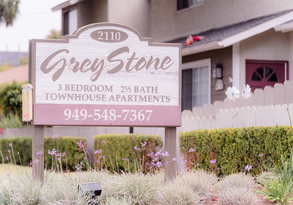Signage at Greystone in Costa Mesa, California