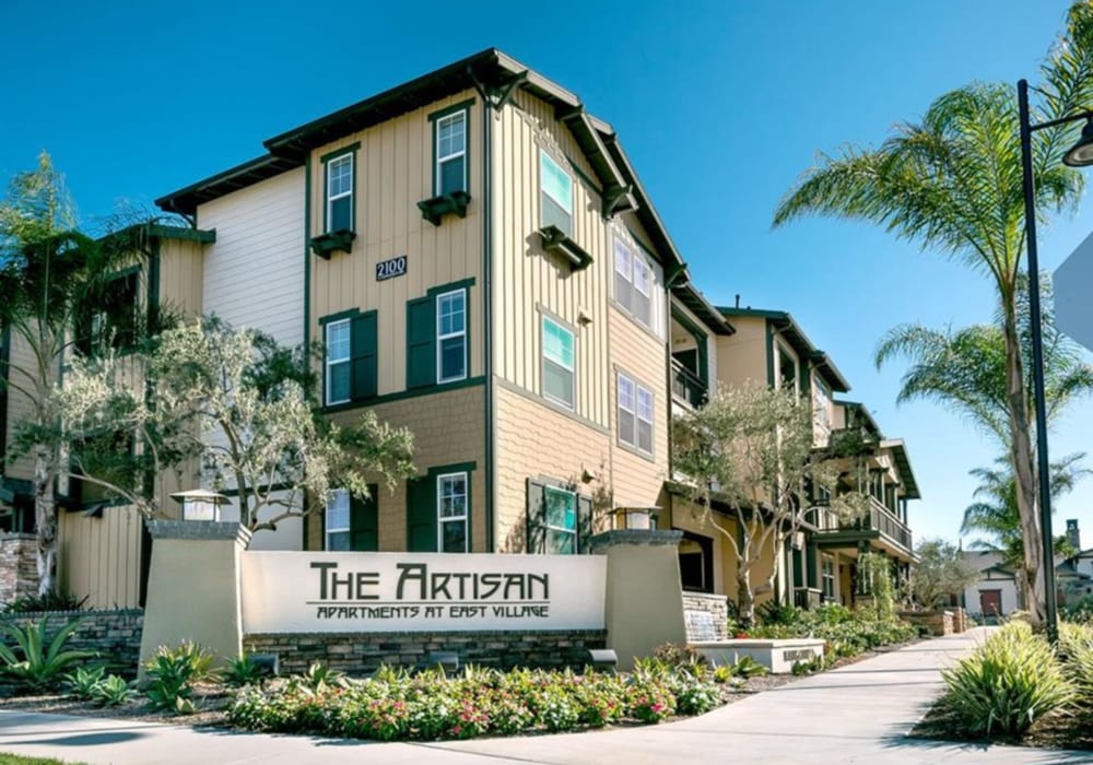 Exterior of complex atArtisan at East Village Apartments apartment homes in Oxnard, California