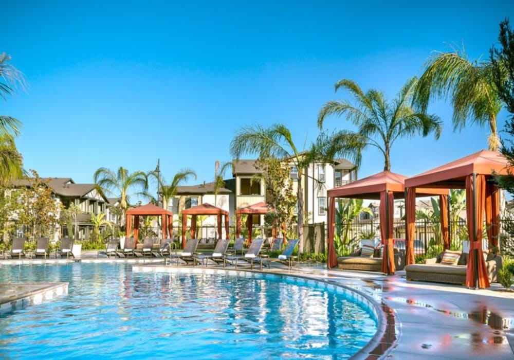 Large beautiful swimming pool at Artisan at East Village Apartments in Oxnard, California