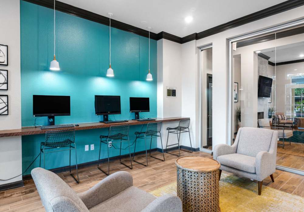 Work stations for the residents at Hollister Place Apartments in Houston, Texas