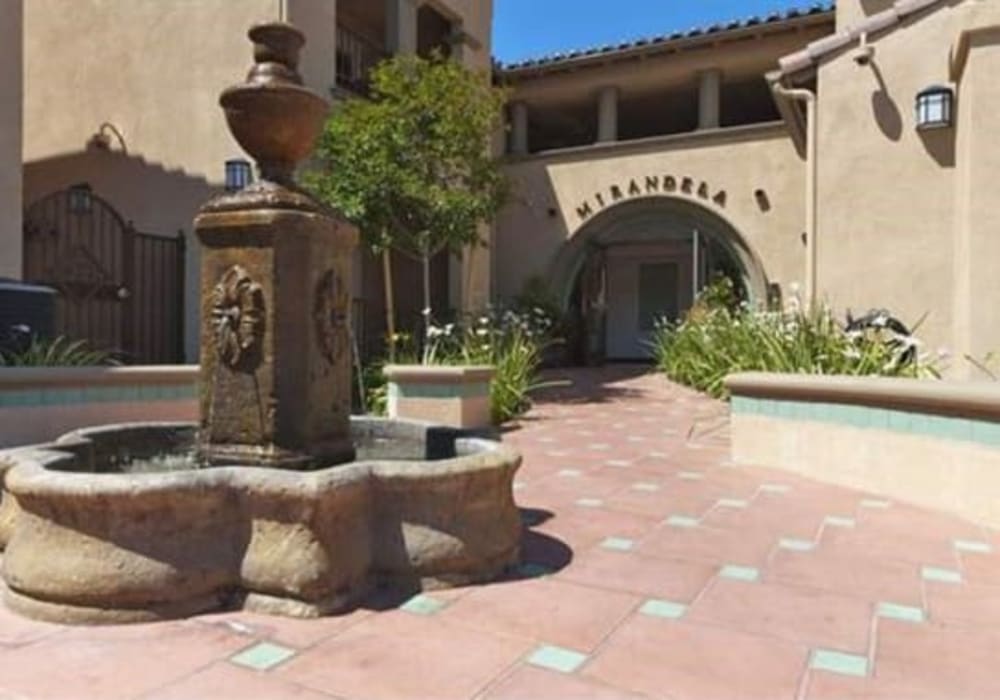 Fountain in the courtyard at Mirandela in Rancho Palos Verdes, California