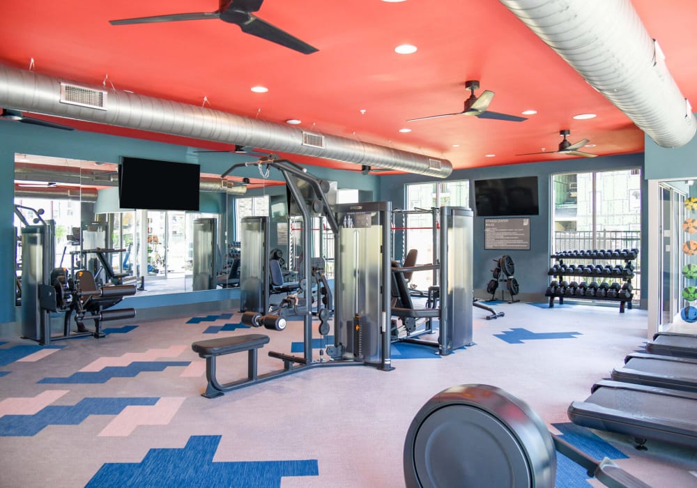 Fitness center with plenty of equipment at The Waters at Heritage in Gonzales, Louisiana