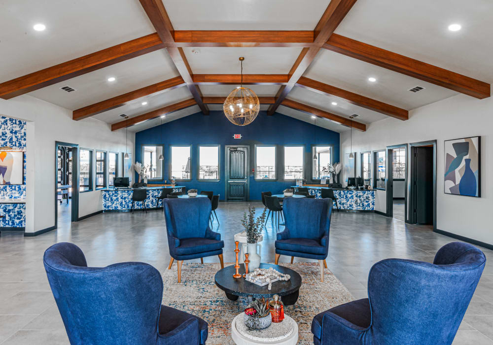 Modern clubhouse at Remi Apartment Homes in White Settlement, Texas