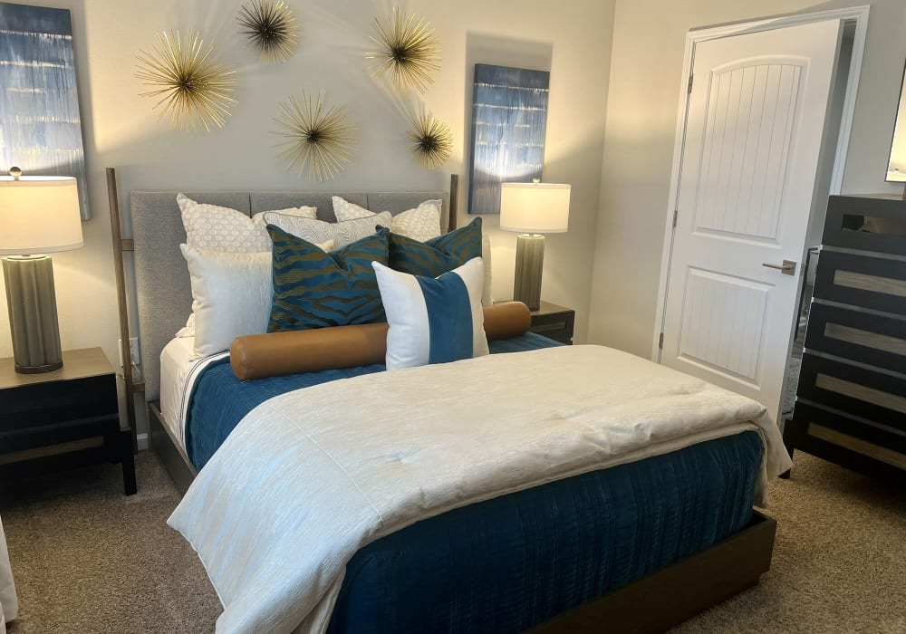 Cozy bedrooms at Featherstone Village in Durham, North Carolina