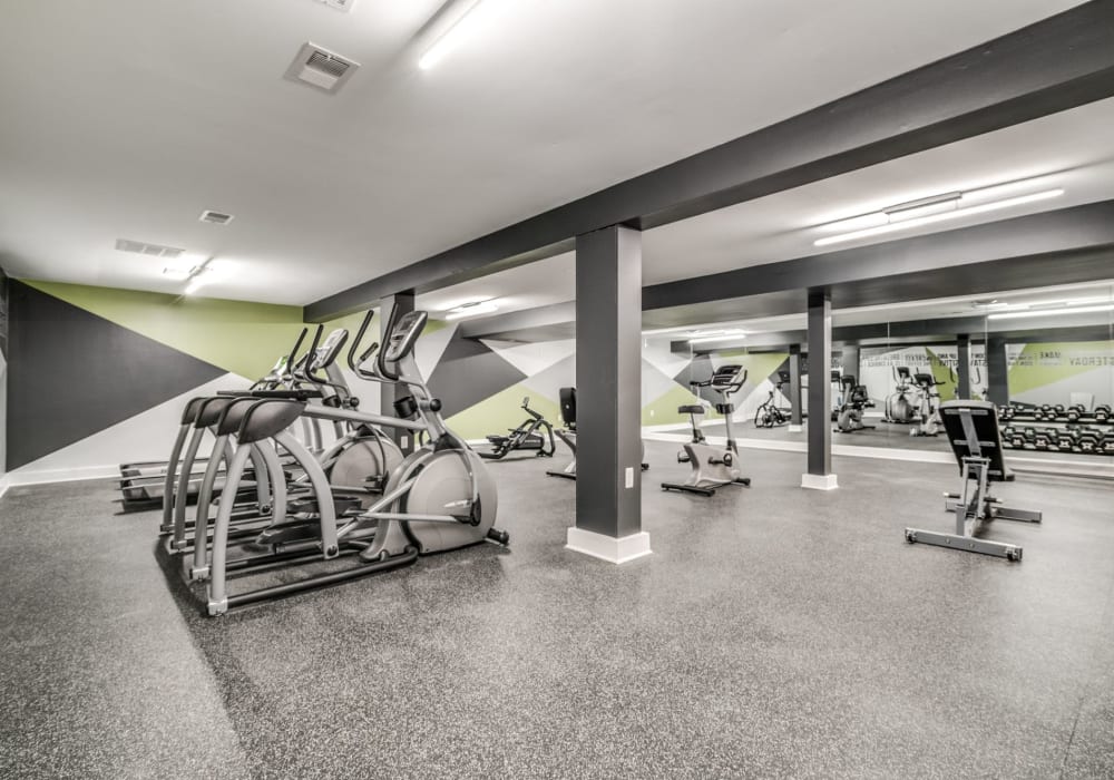 Fitness center with ample space at Radius at Ten Mile in Southfield, Michigan