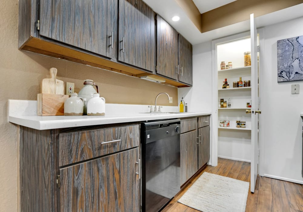 Kitchen and pantry at Canterbury Green in Fort Wayne, Indiana