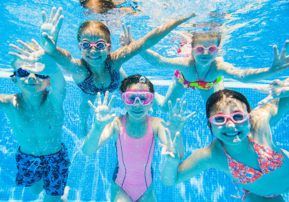 Happy kids in swimming pool at Bella on Canyon in Puyallup, Washington